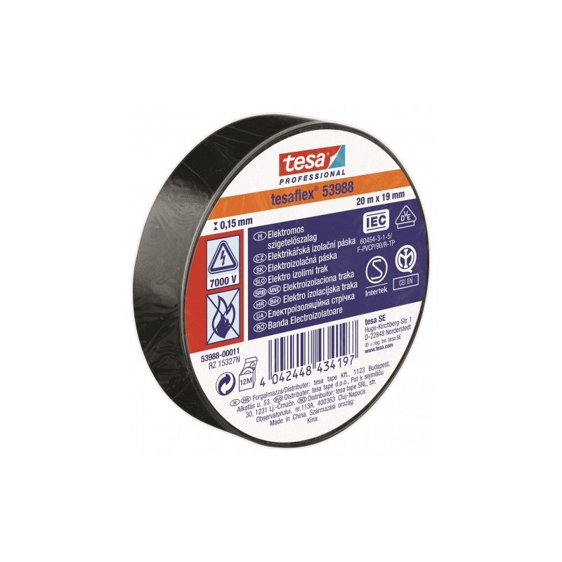 TESA BANDA ELECTROIZOLATOARE PVC NEGRU 20M X 19MM