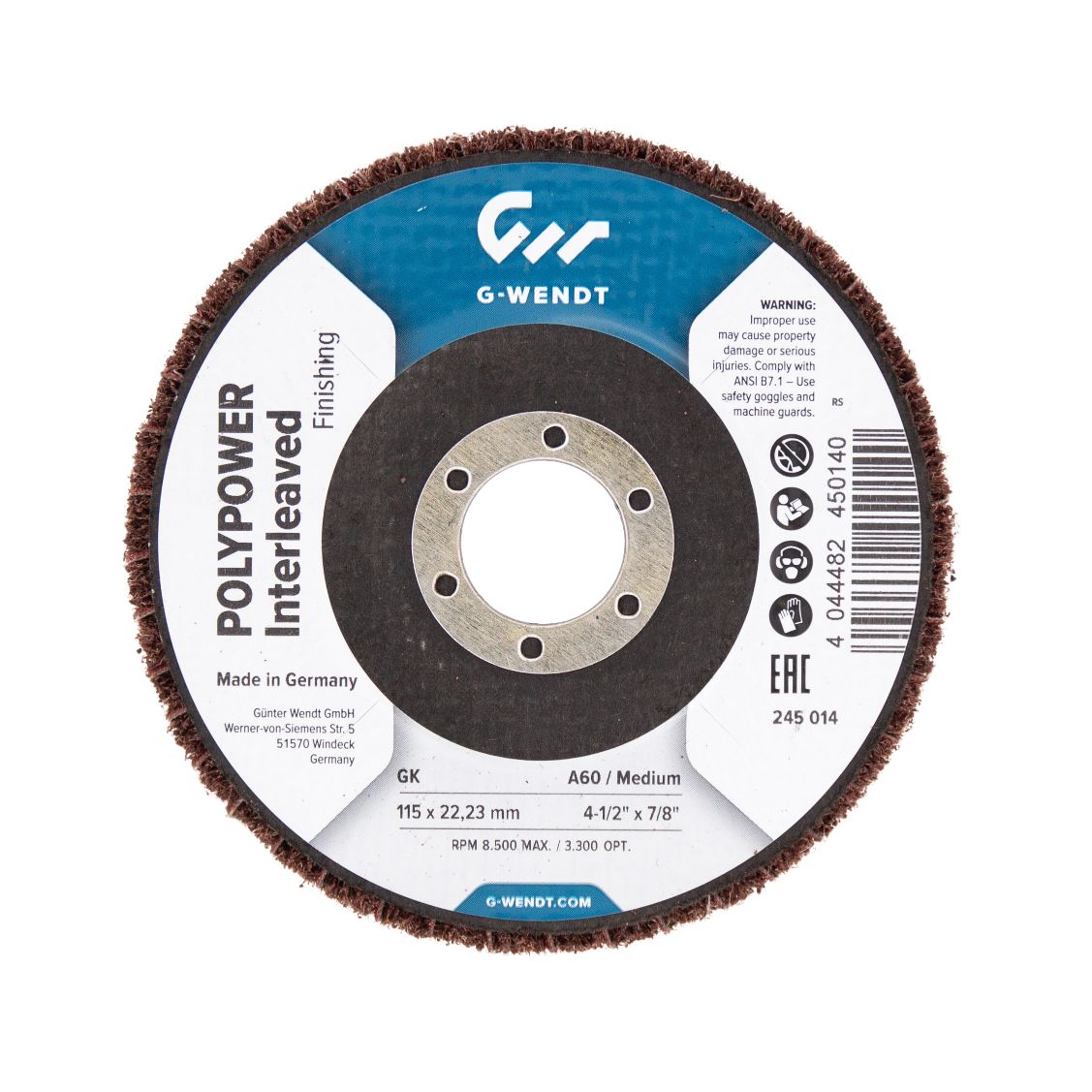 Disc polypower frontal combinat 125mm 150/fine, G-Wendt