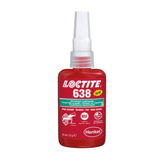 Adeziv pentru fixarea asamblărilor cilindrice coaxiale, interstiții de până la 0,25 mm, Loctite 638, 50 ml